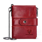 Portefeuille et porte-cartes femme, porte-monnaie zippé, cinq coloris, rouge