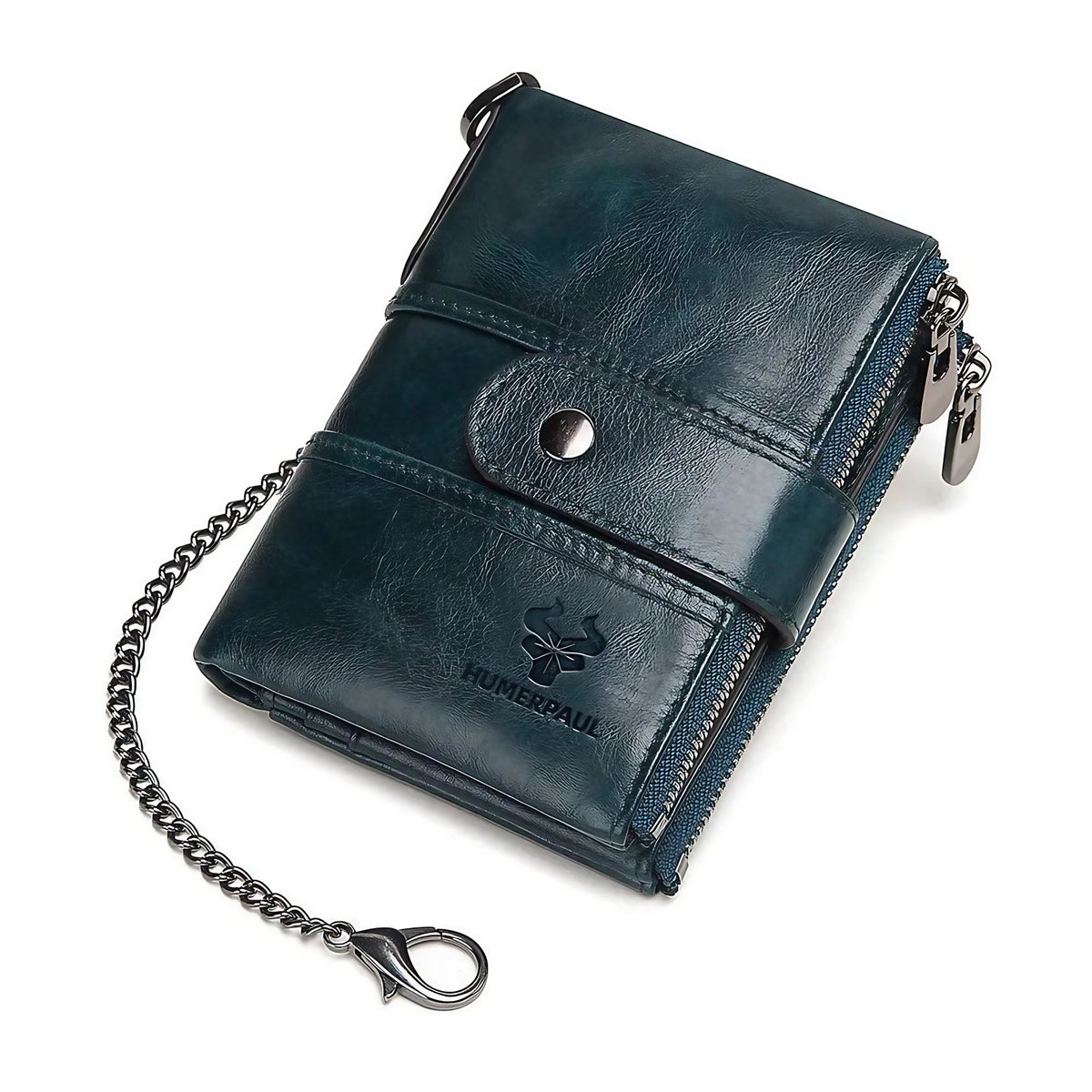 Portefeuille et porte-cartes femme, porte-monnaie zippé, cinq coloris, bleu