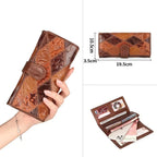 Portefeuille femme marron en cuir avec poche téléphone, marron