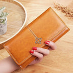 Portefeuille long femme en similicuir, place téléphone, quatre coloris, kaki