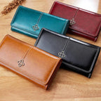 Portefeuille long femme en similicuir, place téléphone, quatre coloris