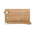 Porte-monnaie femme en similicuir à double zip, sept coloris, beige