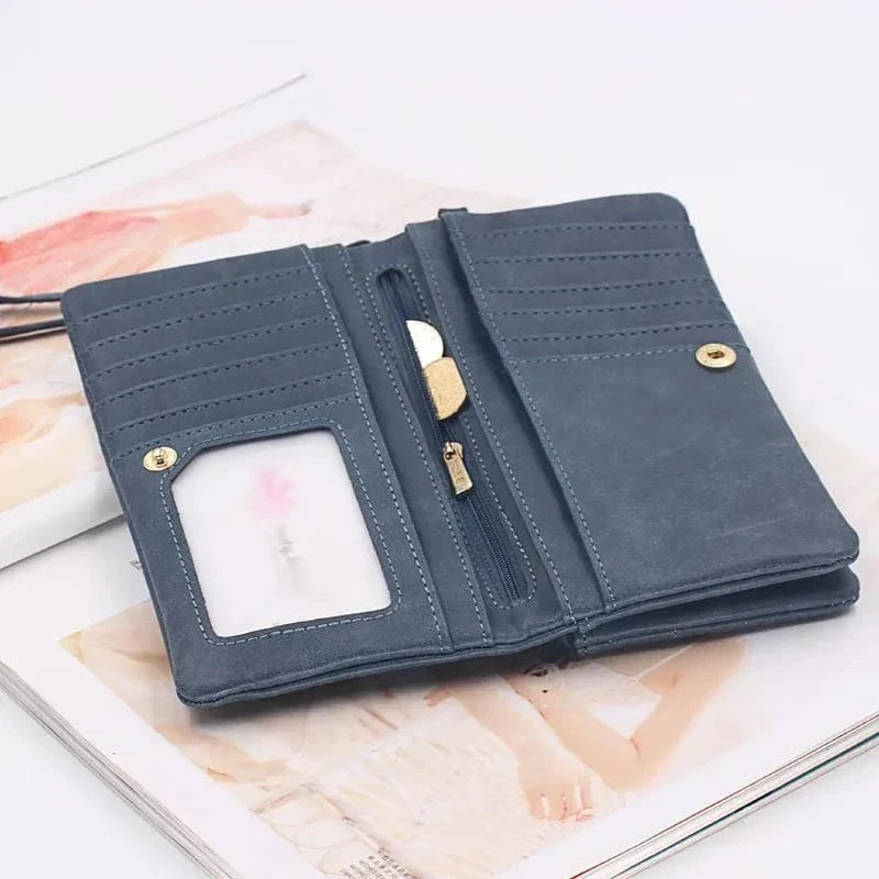 Porte-monnaie femme en similicuir à double zip, sept coloris