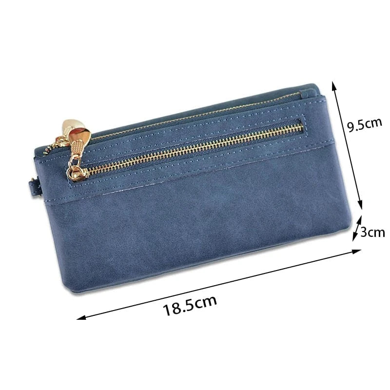 Porte-monnaie femme en similicuir à double zip, sept coloris
