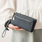 Porte-monnaie femme en similicuir à double zip, sept coloris