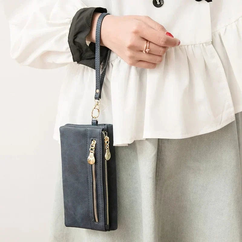 Porte-monnaie femme en similicuir à double zip, sept coloris