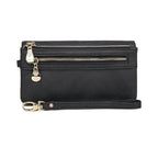 Porte-monnaie femme en similicuir à double zip, sept coloris, noir