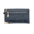 Porte-monnaie femme en similicuir à double zip, sept coloris, bleu
