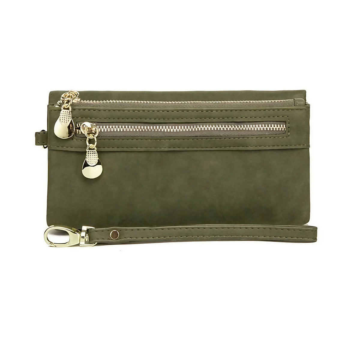 Porte-monnaie femme en similicuir à double zip, sept coloris, vert