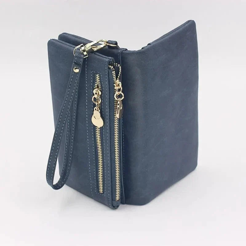 Porte-monnaie femme en similicuir à double zip, sept coloris