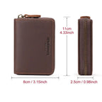 Portefeuille zippé homme compact anti lecture, coloris café