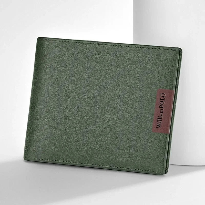 Portefeuille homme compact en similicuir, ultra fin, vert ou noir