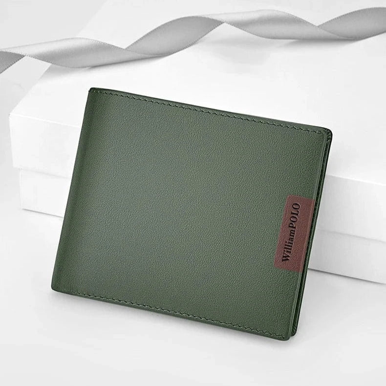 Portefeuille homme compact en similicuir, ultra fin, vert ou noir