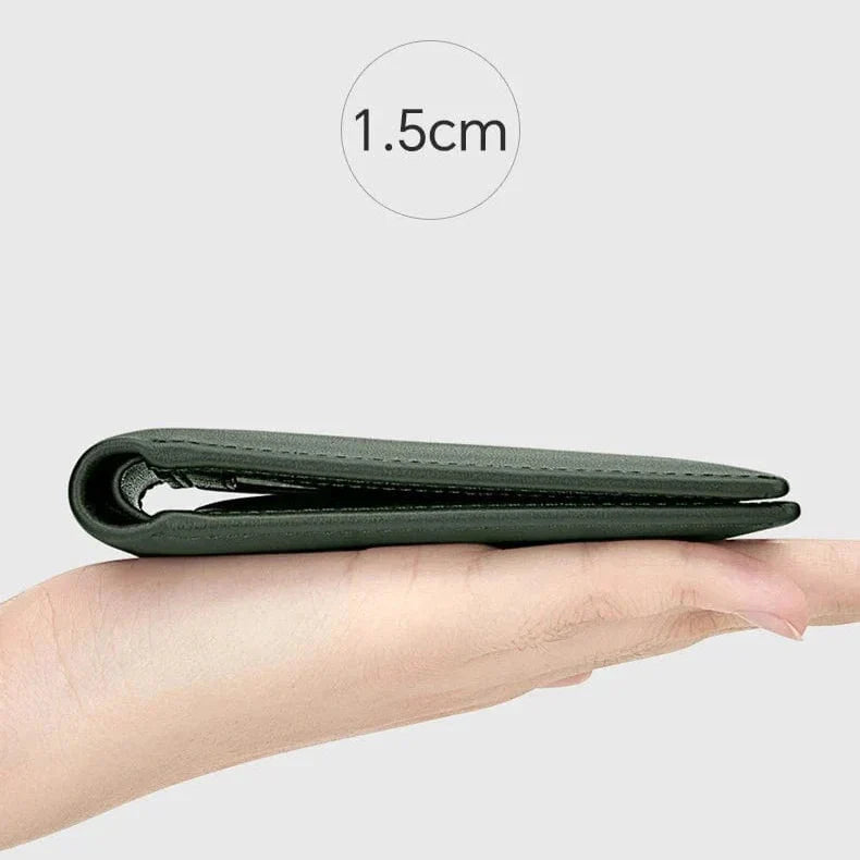 Portefeuille homme compact en similicuir, ultra fin, vert ou noir