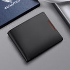 Portefeuille homme compact en similicuir, ultra fin, vert ou noir, noir