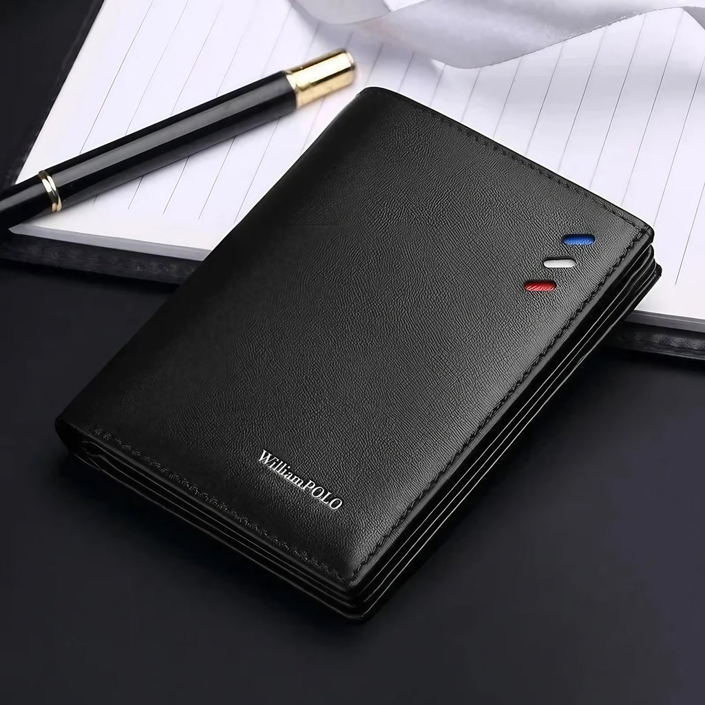 Portefeuille homme extra-fin en cuir, 11 x 8,3 cm