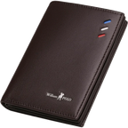 Portefeuille homme extra-fin en cuir, 11 x 8,3 cm, marron