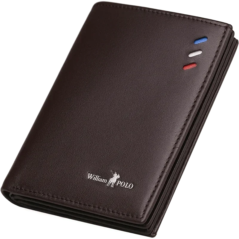 Portefeuille homme extra-fin en cuir, 11 x 8,3 cm, marron