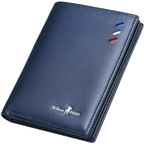 Portefeuille homme extra-fin en cuir, 11 x 8,3 cm, bleu