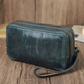 Portefeuille homme 3 volets en cuir, cinq coloris dont camel, bleu