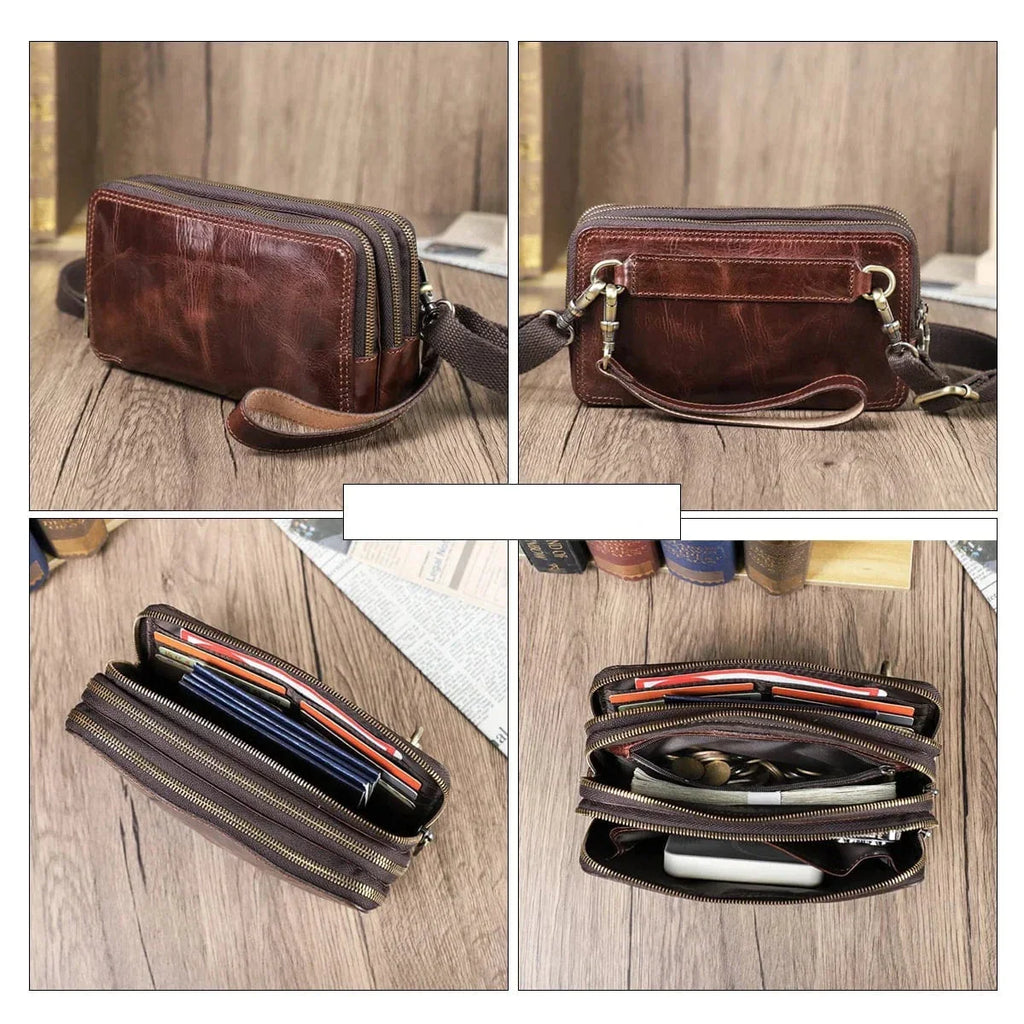 Portefeuille homme 3 volets en cuir, cinq coloris dont camel