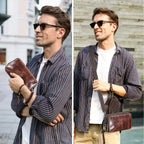 Portefeuille homme 3 volets en cuir, cinq coloris dont camel