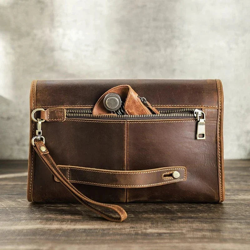Pochette portefeuille homme en cuir à code, gravure en option