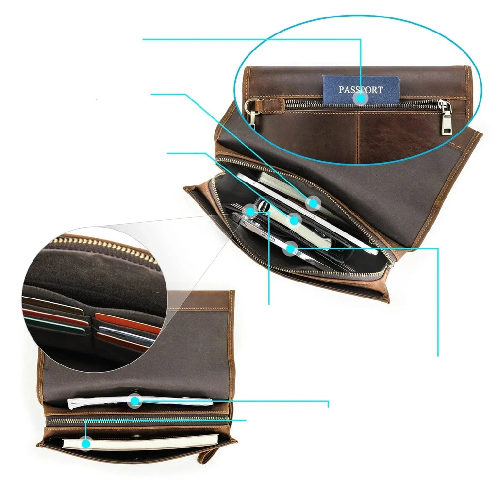 Pochette portefeuille homme en cuir à code, gravure en option