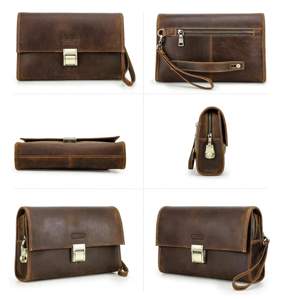 Pochette portefeuille homme en cuir à code, gravure en option