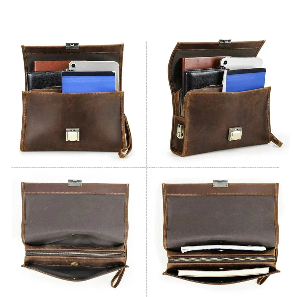 Pochette portefeuille homme en cuir à code, gravure en option