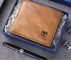 Portefeuille pochette homme en cuir, deux tailles, six coloris, marron