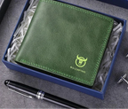 Portefeuille pochette homme en cuir, deux tailles, six coloris, vert