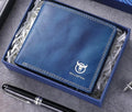 Portefeuille pochette homme en cuir, deux tailles, six coloris, bleu