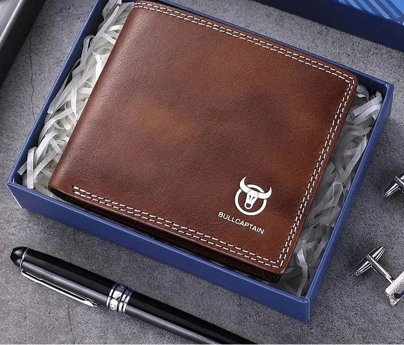 Portefeuille pochette homme en cuir, deux tailles, six coloris, café