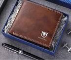 Portefeuille pochette homme en cuir, deux tailles, six coloris, café