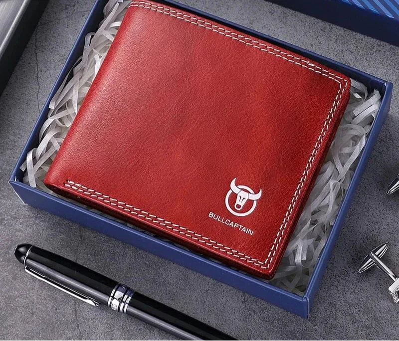 Portefeuille pochette homme en cuir, deux tailles, six coloris, rouge