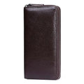 Portefeuille long homme en cuir à blocage sans contact, 20 cm, marron