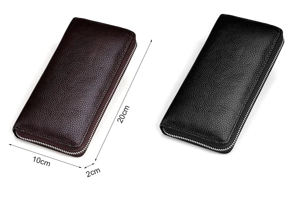 Portefeuille long homme en cuir à blocage sans contact, 20 cm
