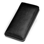 Portefeuille long homme en cuir à blocage sans contact, 20 cm, noir