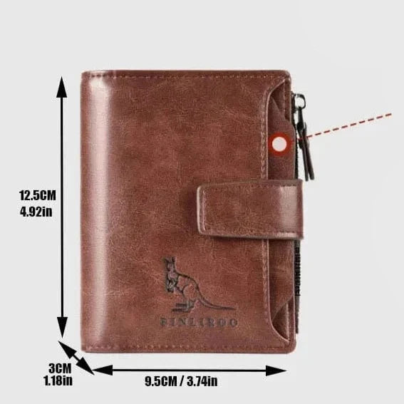 Portefeuille homme zippé en similicuir, protection sans contact