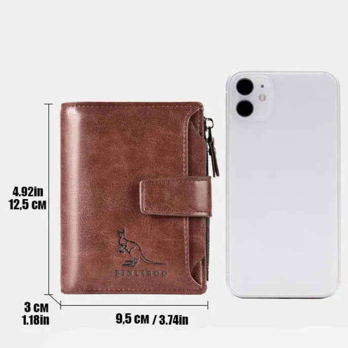 Portefeuille homme zippé en similicuir, protection sans contact