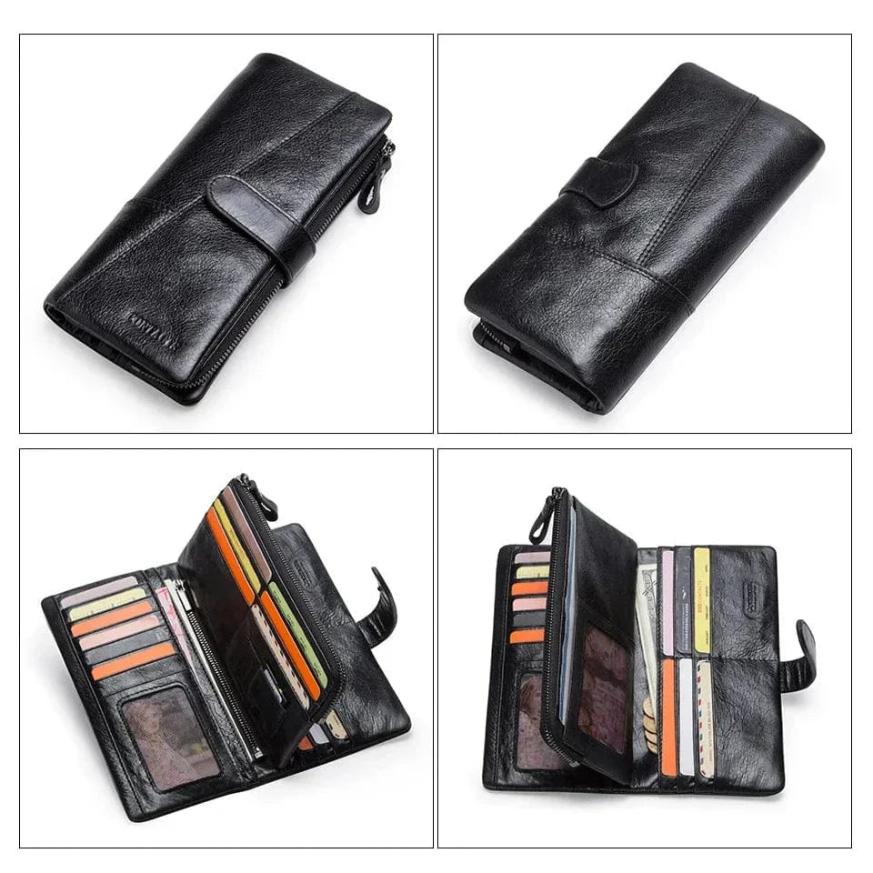 Portefeuille homme trois volets en cuir, avec poche téléphone