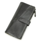 Portefeuille homme trois volets en cuir, avec poche téléphone, vert