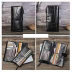 Portefeuille homme trois volets en cuir, avec poche téléphone