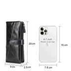 Portefeuille homme trois volets en cuir, avec poche téléphone