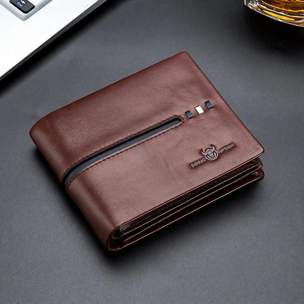 Portefeuille homme en cuir, protection des cartes sans contact, café