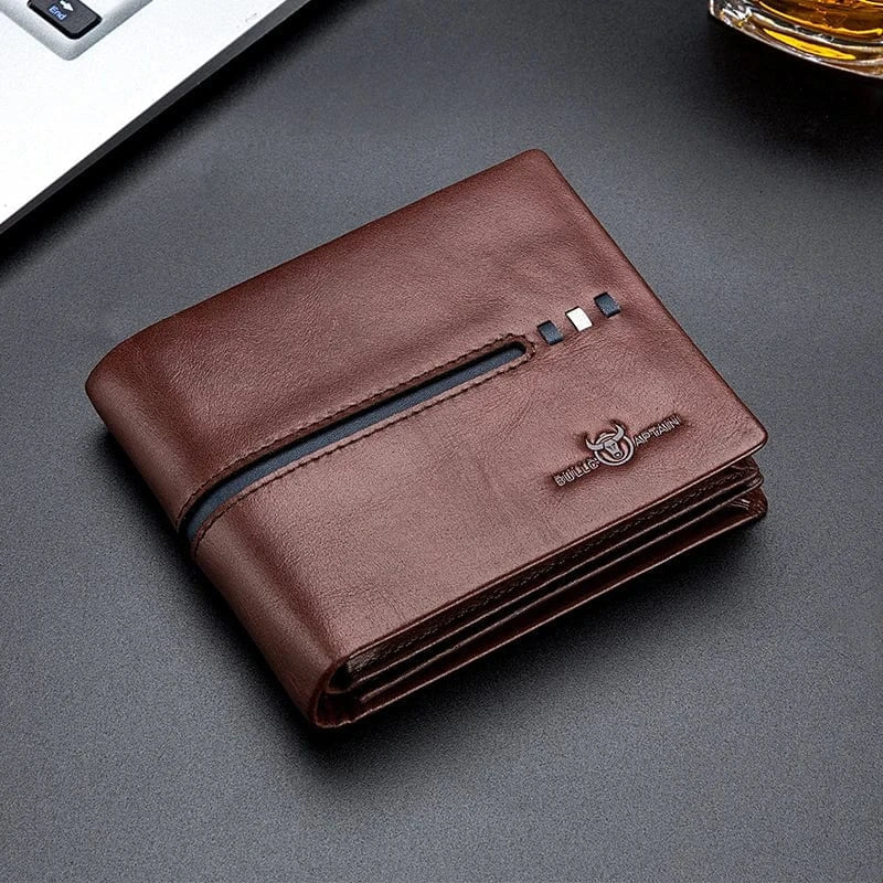 Portefeuille homme en cuir, protection des cartes sans contact, café