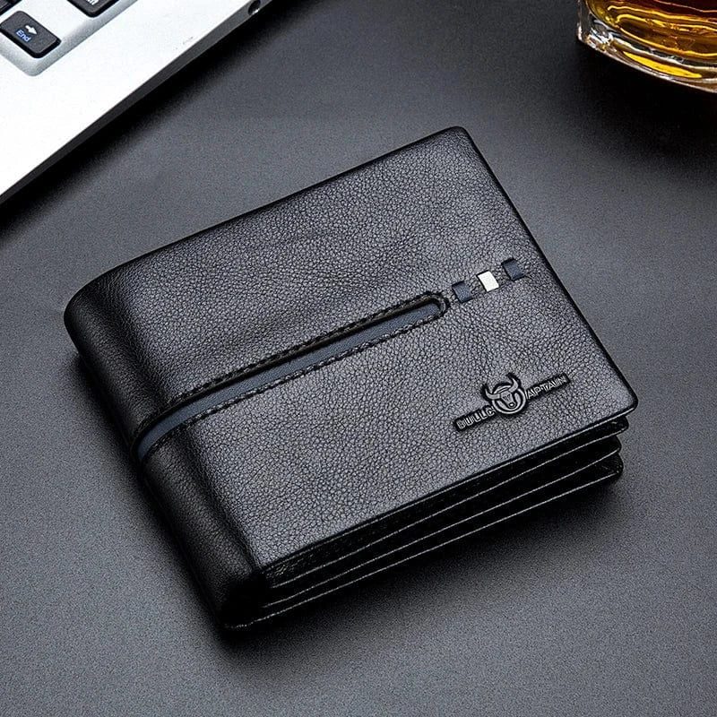 Portefeuille homme en cuir, protection des cartes sans contact, noir