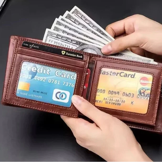 Portefeuille homme en cuir, protection des cartes sans contact