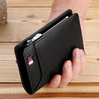 Portefeuille homme compact zippé en cuir, 12 x 9,5 cm
